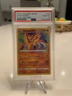 2020 Pokemon Vivid Voltage Zamazenta Amazing Rare #102 PSA 10 GEM MINT - Image 1