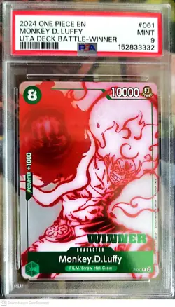 One Piece TCG Luffy P-061 UTA Deck Battle Winner Promo PSA 9 - Image 1