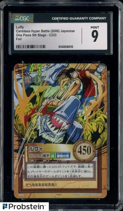2000 Carddass Hyper Battle Japanese One Piece 5th Stage Luffy Foil CGC 9 - Image 1