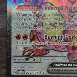 Charizard EX 215/197 Obsidian Flames Pokemon TCG Card - Image 3