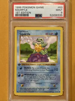 1999 Pokemon Squirtle Shadowless First Edition PSA 9 Base Set 063/102 1st Ed SP - Image 1