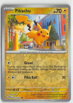Pokemon Paldean Fates Reverse Foil Common #18 Pikachu - Image 1