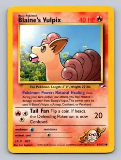 Blaine's Vulpix 65/132 Common Gym Heroes Pokemon Unlimited Lightly Played - Image 1