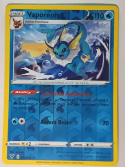 Vaporeon 030/185 Rare Vivid Voltage Pokemon Reverse Holo Lightly Played - Image 1