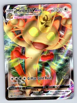 Meowth VMAX SWSH005 Holo Promo Sword & Shield Promo Pokemon Heavily Played - Image 1