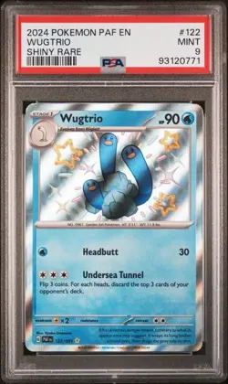 2024 Pokemon PAF EN Wugtrio SHINY RARE 122/091 PSA 9 MINT - Image 1