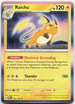 Raichu 026/165 Rare 151 Pokemon Holo Near Mint - Image 1