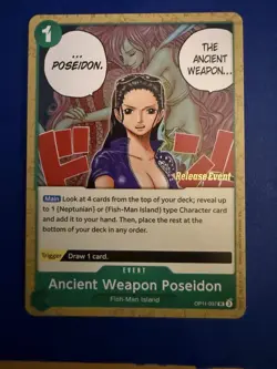 One Piece TCG Ancient Weapon Poseidon Release stamp Shirahoshi Robin Promo - Image 2
