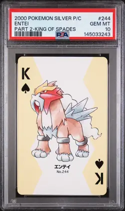 PSA 10 2000 POKEMON SILVER VERSION PART 2 PLAYING CARDS 244 ENTEI KING OF SPADES - Image 1