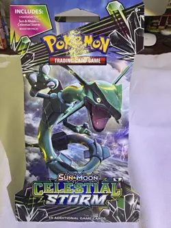 Pokemon TCG Sun & Moon Celestial Storm Booster Pack 10 Cards Rayquaza 2018 - Image 1