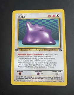 Ditto Fossil 1st Edition 18/62 Rare NM/EX Pokemon TCG - Image 1