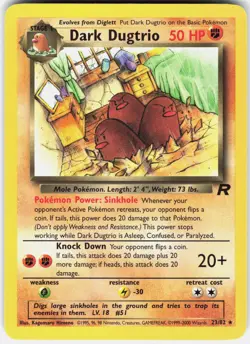 Pokemon Dark Dugtrio 23/82 Rare Team Rocket Pokemon Unlimited Near Mint - Image 1