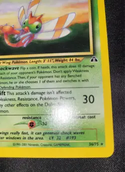 Yanma Neo Discovery First Edition Non-holo Rare 36/75 WOTC Pokemon Card LP - Image 5