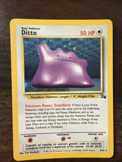 Ditto 3/62 Fossil Unlimited Holo Rare Pokemon TCG - Image 1