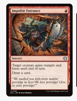 Impolite Entrance (PLAYSET X4) MTG ECL | Red Sorcery Trample Haste Cantrip Draw - Image 2