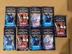 Disney Lorcana The First Chapter Booster Packs Lot Of 9 - Image 1