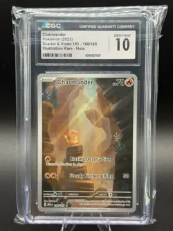2023 POKEMON SCARLET & VIOLET 151 #168 CHARMANDER ILLUSTRATION RARE CGC 10 - Image 1