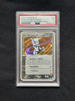 Pokemon Rocket's Mewtwo EX Team Rocket Returns Holo 99/109 2004 PSA 5 - Image 1