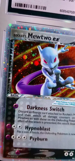 Rocket's Mewtwo ex 99/109 Team Rocket Returns EX Holo Ultra Rare Swirl🌀 CGC 7.5 - Image 3