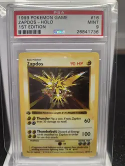 Shadowless 1st Edition Zapdos PSA 9 Mint Base Set #16/102 - Image 1
