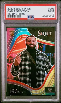 2022 Select WWE Gable Steveson Rookie RC Tie-Dye Prizm /25 #208 PSA 9 - Image 1