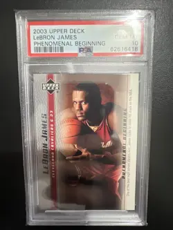 LEBRON JAMES 2003 UPPER DECK UD PHENOMENAL BEGINNING RC #10 PSA 10 GEM MINT! :^ - Image 1