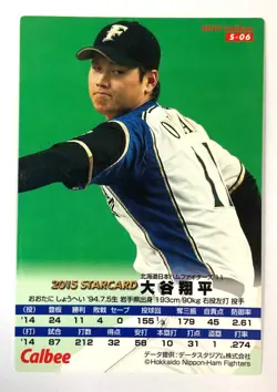 Shohei Ohtani 2015 Calbee Baseball card Nippon Ham Fighters Starcard S-06 - Image 2
