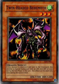 Twin-Headed Behemoth LOD-063 Super Rare Legacy of Darkness Yu-Gi-Oh Unlimited LP - Image 1