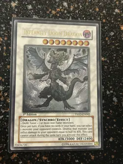 Yugioh Infernity Doom Dragon THSD 1st Ed Ultimate Rare! - Image 1