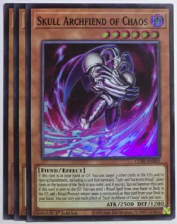 Yugioh x3 Skull Archfiend of Chaos CORI-EN002 Super Rare 1st Edition - Image 1