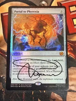 Portal to Phyrexia The Brothers' War Foil ARTIST SIGNED MTG MISCUT CARD NM/M - Image 2