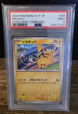 Pokemon Pikachu Card PSA 9 Gym Event Campaign 197/Sv-p Promo Japanese - Image 1