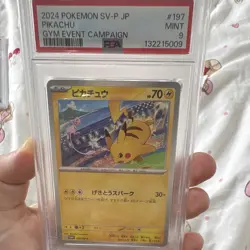 Pokemon TCG Pikachu Promo Japanese Gym Event Campaign 197/SV-P PSA 9 2024 HP70 - Image 1