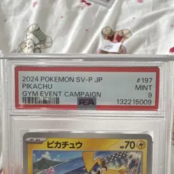 Pokemon TCG Pikachu Promo Japanese Gym Event Campaign 197/SV-P PSA 9 2024 HP70 - Image 3
