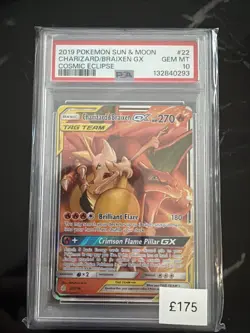 PSA 10 Charizard & Braixen GX 22/236 Ultra Cosmic Eclipse Tag Team Pokemon - Image 1