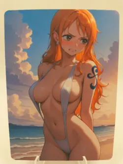 Nami Double Sided Card- One Piece - Spicy Waifu Doujin Ecchi Lewd Goddess Story - Image 1