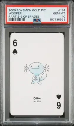 2000 POKEMON GOLD VERSION PART 2 PLAYING CARDS 6 OF SPADES #194 WOOPER PSA 10 - Image 1