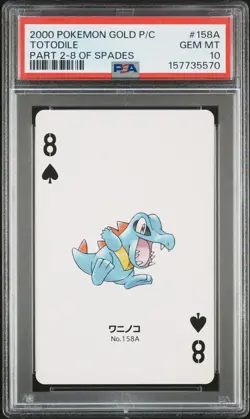 2000 POKEMON GOLD VERSION PART 2 PLAYING CARDS 8 OF SPADES #158A TOTODILE PSA 10 - Image 1
