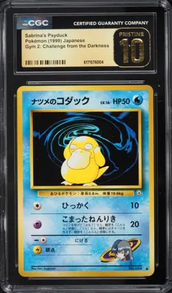 CGC Pristine 10 Sabrina's Psyduck Gym 2 Japanese 1999 Pokemon Card #54 POP 2 - Image 1
