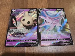 Mimikyu V 068/172 And Espeon V 064/203. LP. Pokemon Card Lot - Image 1