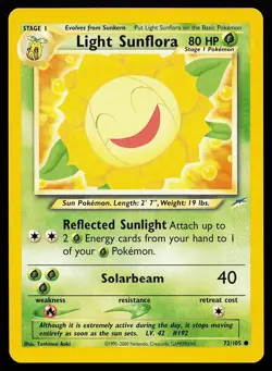 Light Sunflora 72/105 Common Neo Destiny Pokemon Card - Image 1
