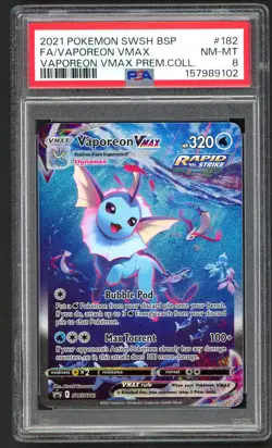 Pokemon Card - PSA 8 Vaporeon Vmax SWSH182 - Vmax Premium Collection NM-MT PSA8 - Image 1