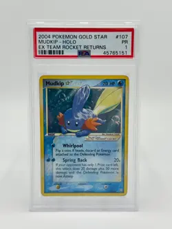 Pokemon EX Team Rocket Returns 107/109 Mudkip Gold Star PSA 1 - Image 1