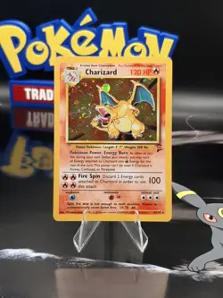 Charizard 4/130 - Pokemon Base Set 2 Unlimited Holo - WOTC MP/HP - Mouth SWIRL! - Image 1
