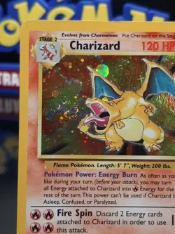 Charizard 4/130 - Pokemon Base Set 2 Unlimited Holo - WOTC MP/HP - Mouth SWIRL! - Image 2