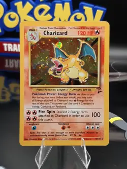 Charizard 4/130 - Pokemon Base Set 2 Unlimited Holo - WOTC MP/HP - Mouth SWIRL! - Image 4