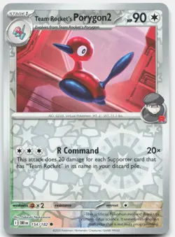 Team Rocket's Porygon2 154/182 Common Destined Rivals Pokemon Reverse Holo NM - Image 1