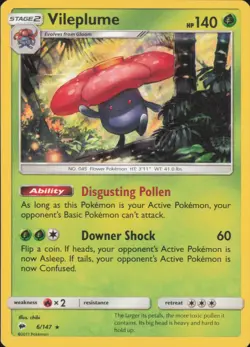 Vileplume 6/147 Holo Rare Burning Shadows Pokemon Holo Lightly Played - Image 1