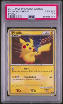 2010 POKEMON WORLD COLLECTION PIKACHU-HOLO PSA 10 - Image 1