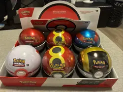 Pokemon 2025 Q4 Poke Ball Tin Display Set Of 6 Pokeballs New Sealed Unopened - Image 1